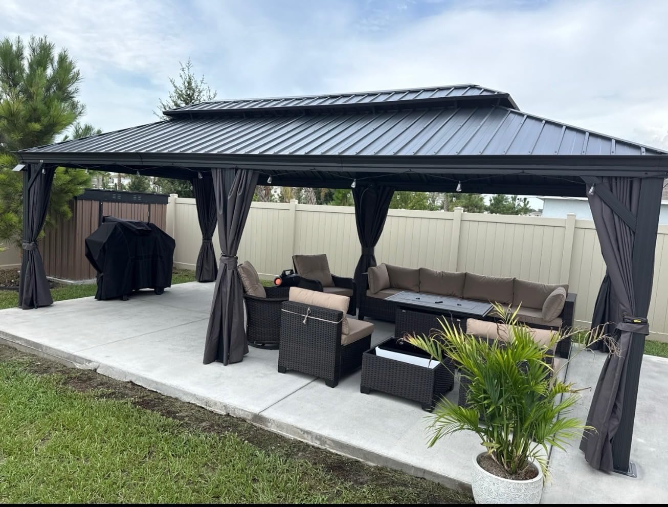 PURPLE LEAF Solarium 12' x 16' with Lights Enclosed Gazebo 4 Season, Grey customer photo 2
