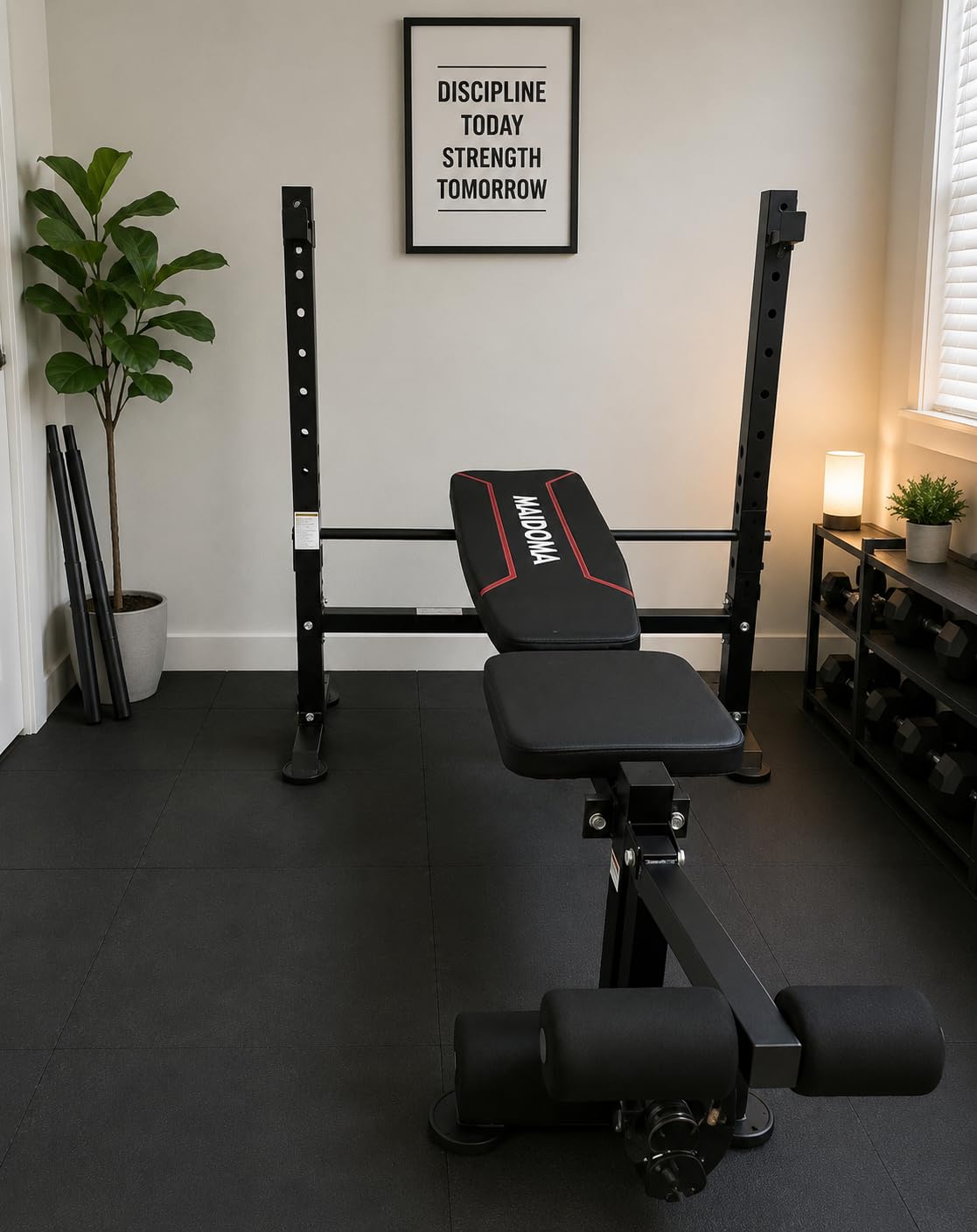 Weight Bench Set, 880LBS Adjustable Bench Press Set with Leg Extension and Barbell Rack, Safety Bar Catches, Fasting Foldable Workout Benches for Home and Gym customer photo 1